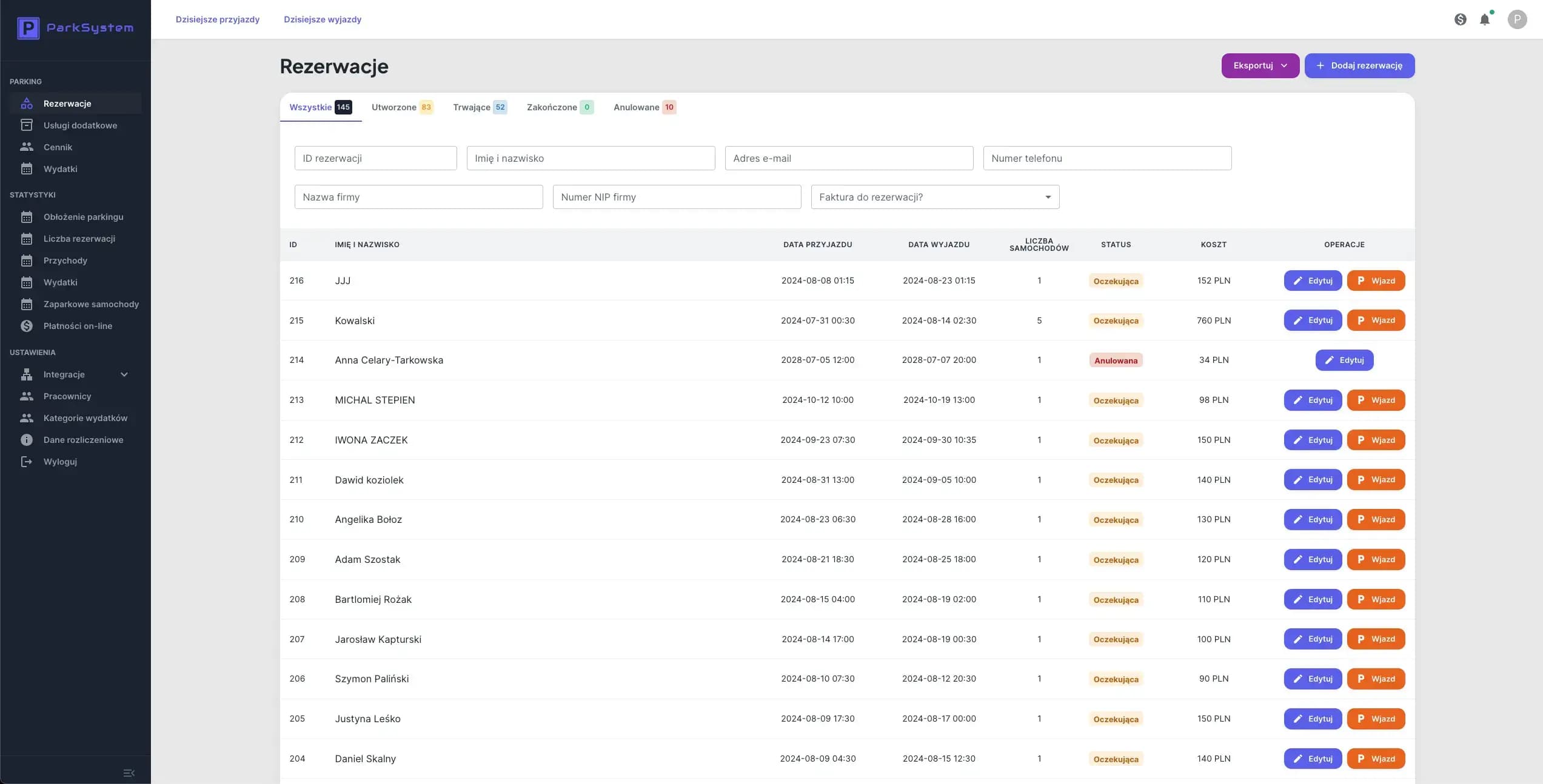 Panel ParkSystem.online