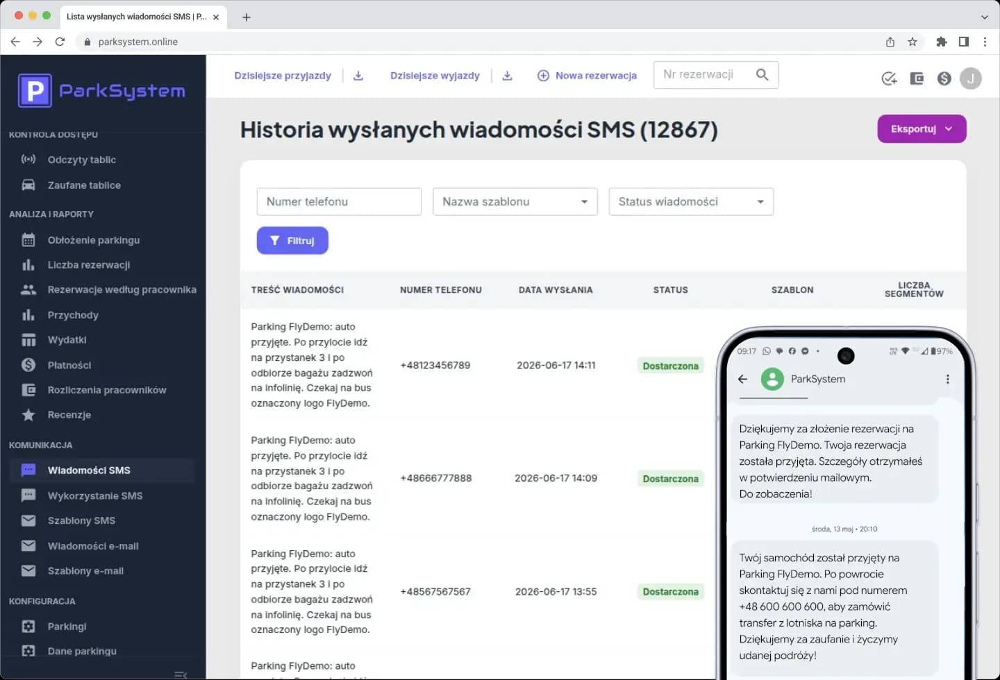 Telefon z powiadomieniami i kopertami wiadomości