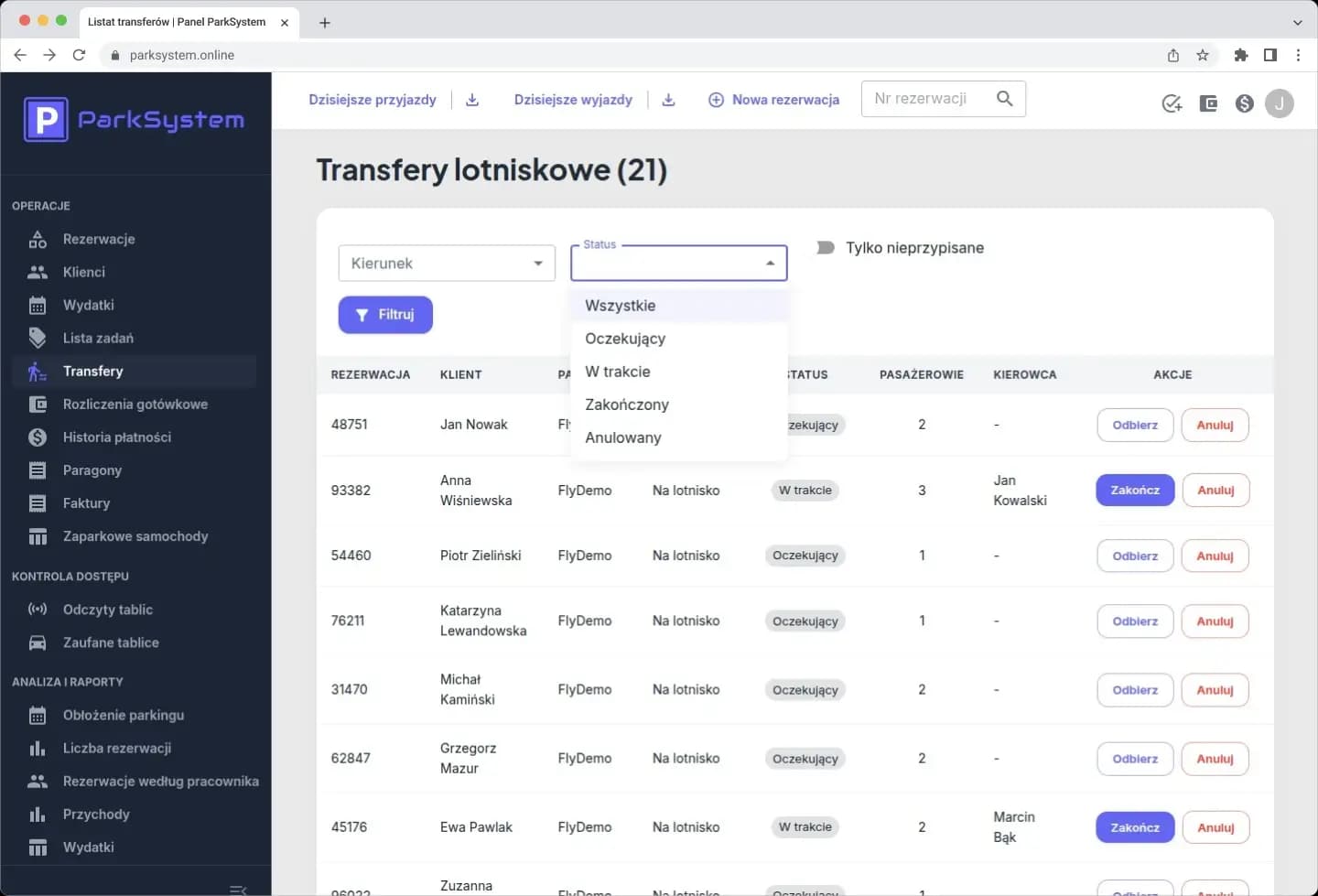 Transfer lotniskowy i obsługa telefoniczna klienta